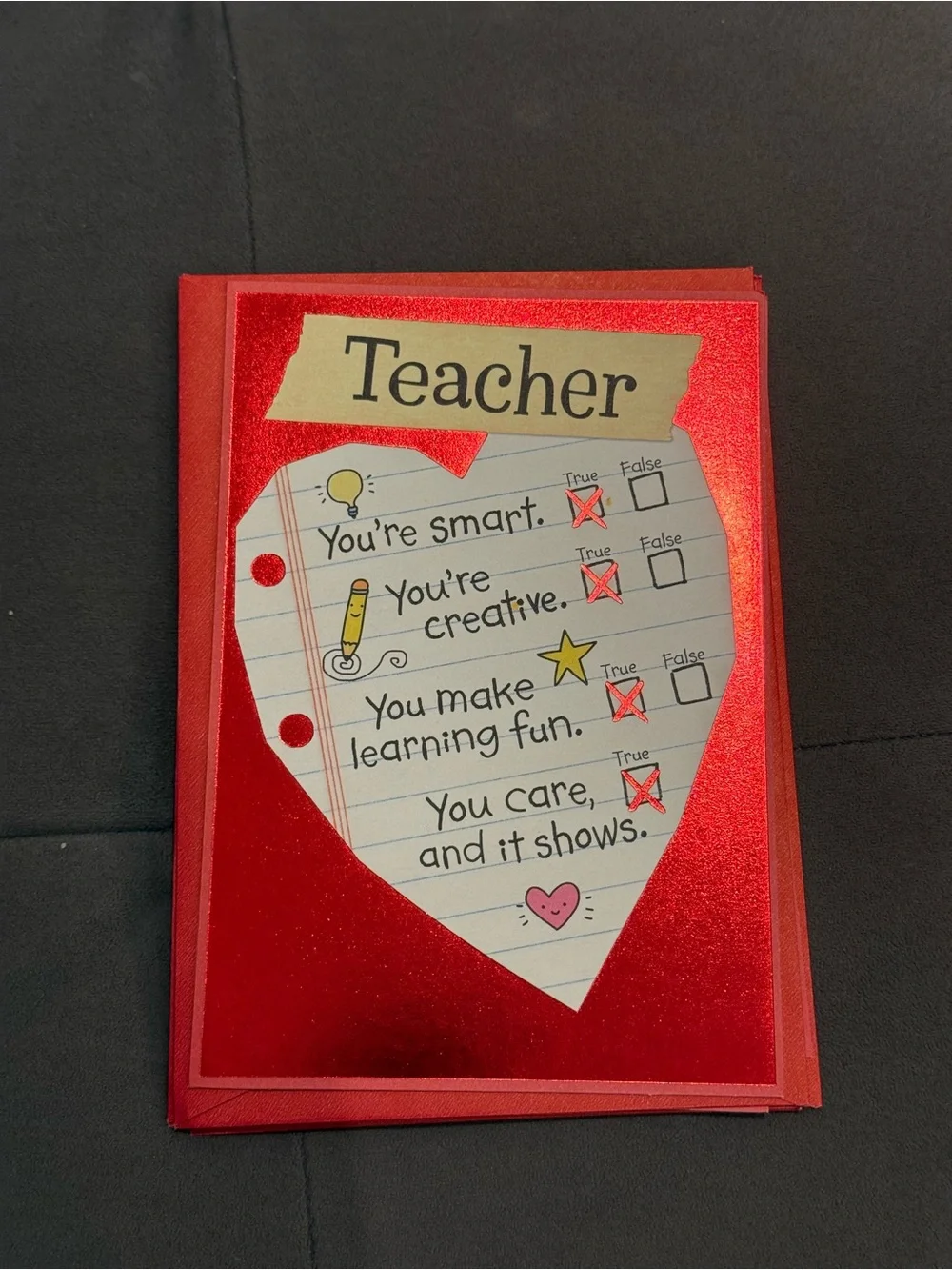 Valentines Red Teacher Appreciation Cards - Set of 4